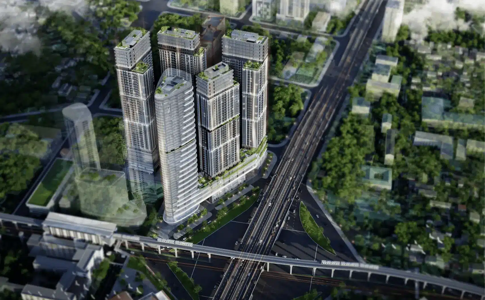 Toàn cảnh dự án Sun Group Cầu Giấy tại ngã tư đường Phạm Hùng và đường Xuân Thủy, Hà Nội.